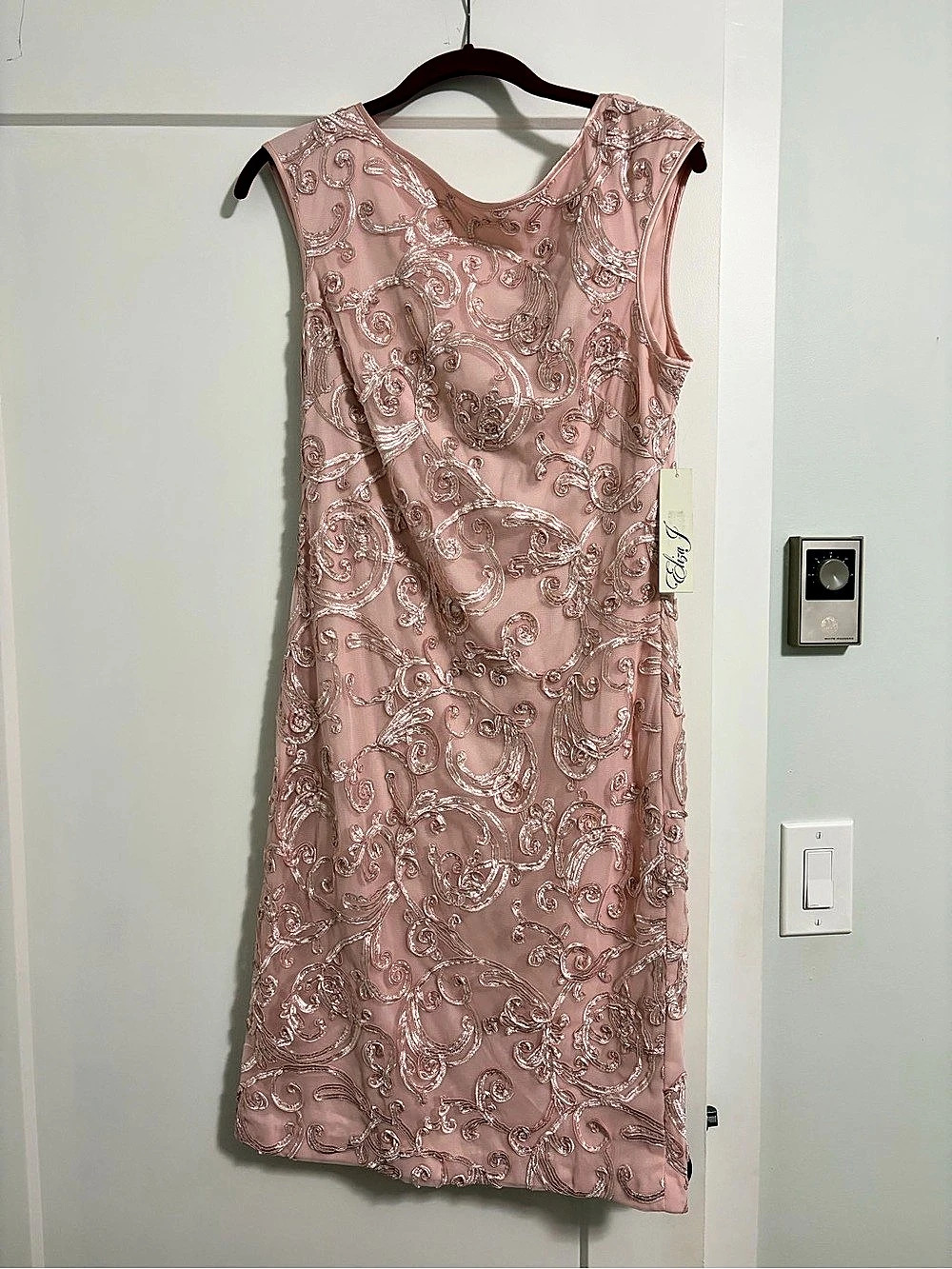 Eliza J Embroidered Mesh Sheath Dress Pink Size 8